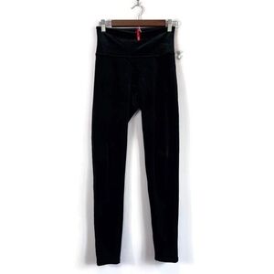 SPANX Power Waistband Black Velvet Leggings Size Medium